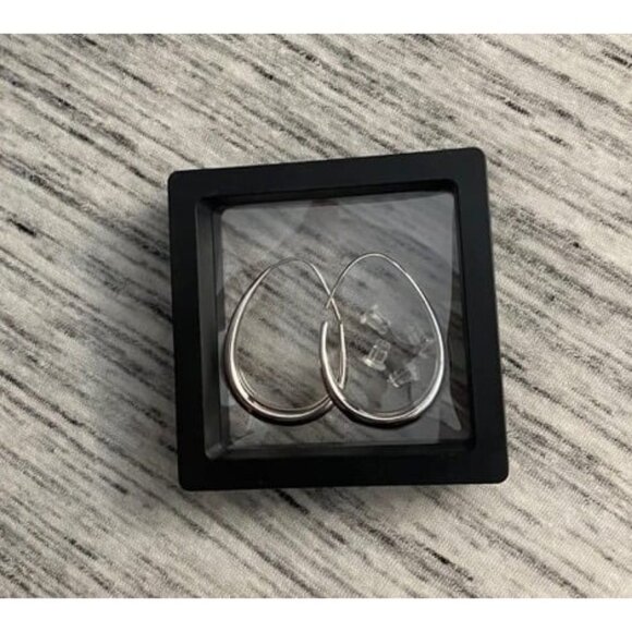 New Lightweight Teardrop Hoop Earrings for Women - 14k Gold/White Gold Plated - Picture 2 of 2